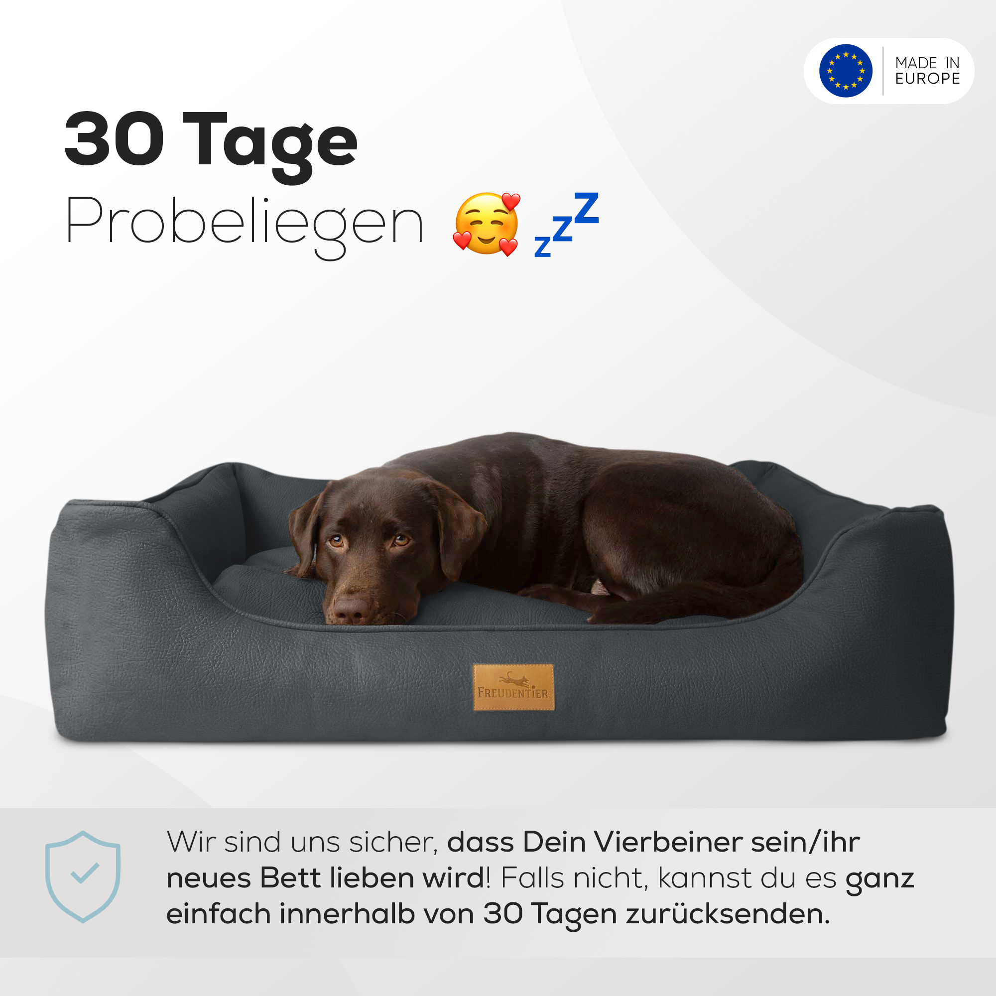 Freudentier Hundebetten Freudentier orthopädisches Hundebett anthrazit L
