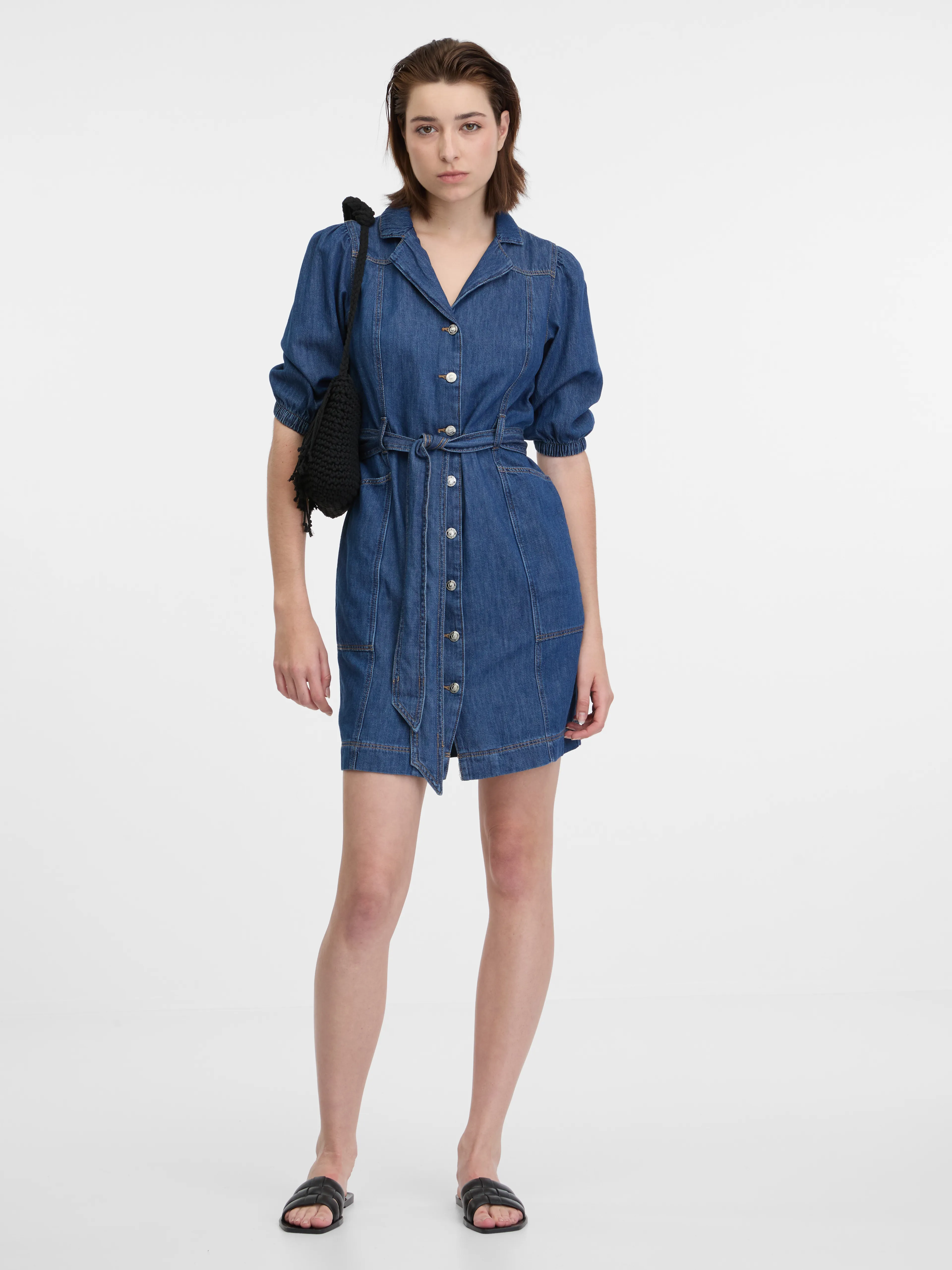 Dunkelblaues Damen-Denim-Kleid ORSAY
