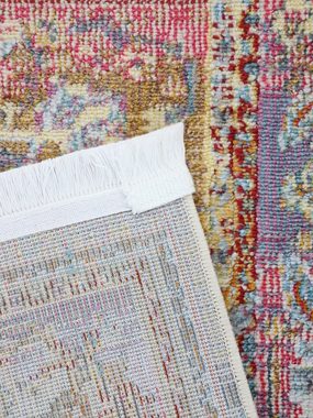 Teppich Esha, carpetfine, rechteckig, Höhe: 8 mm, Vintage Look, schöne Farben, mit Fransen, Wohnzimmer