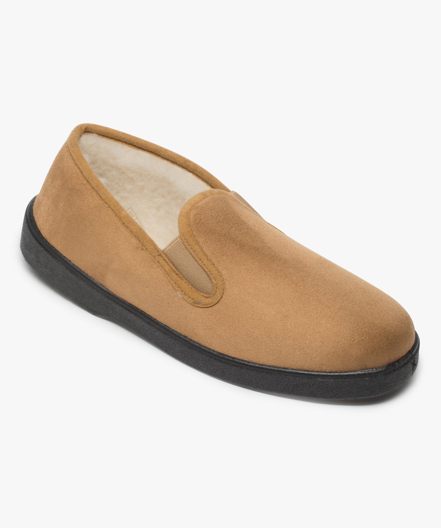 Chaussons homme unis avec doublure chaude camel | GEMO