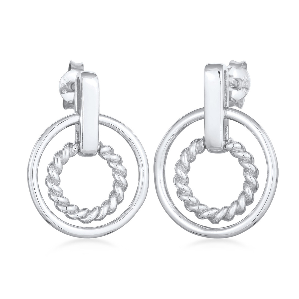 Elli Elli Boucles d'Oreilles Boucles d'oreilles pour femmes Cercle Torsadé en argent m Boucles d'oreilles