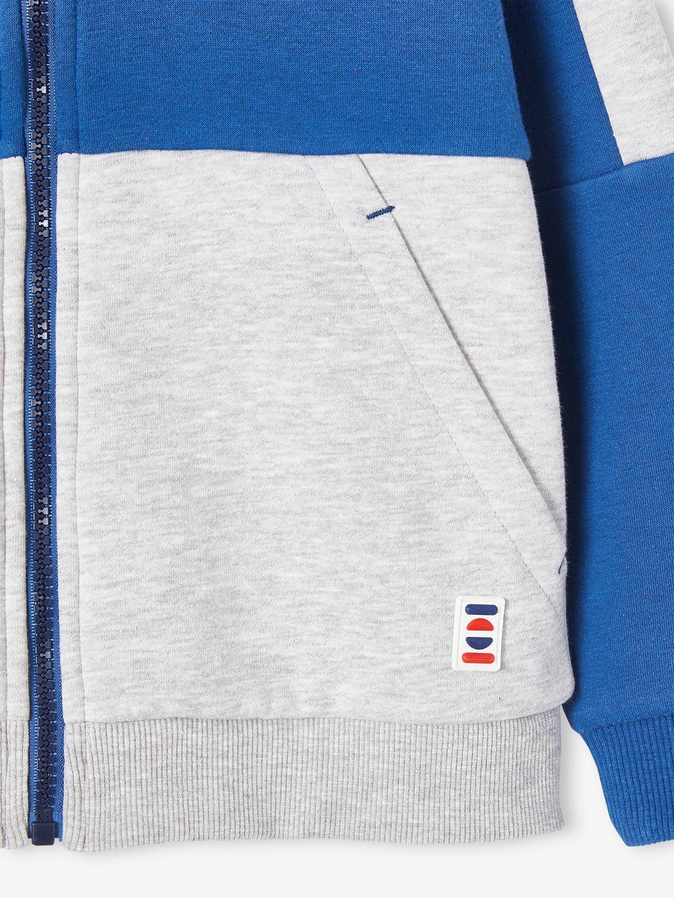 Sweat zippé à capuche effet colorblock sport garçon vert
