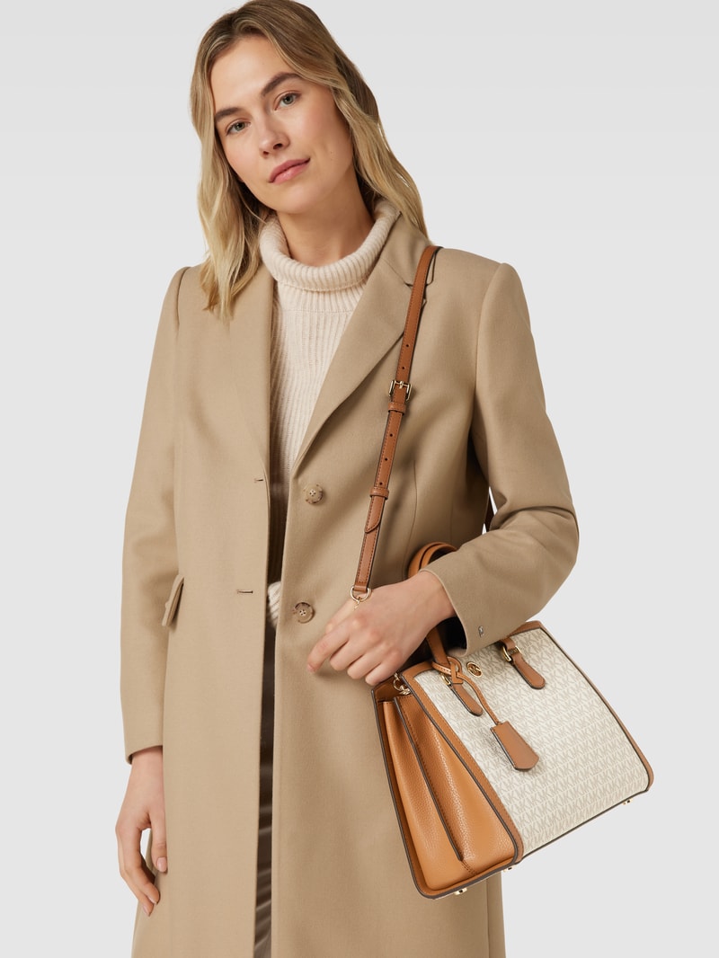 Handtasche in Two-Tone-Machart Modell 'CHANTAL' in ecru