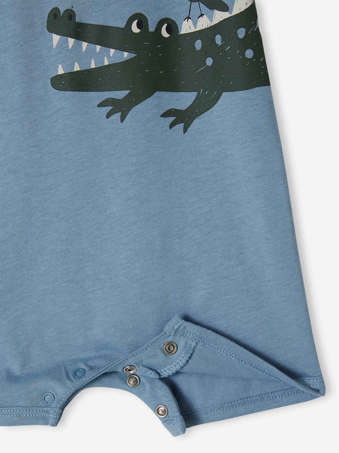 Combinaison courte bébé animal BASICS bleu ciel