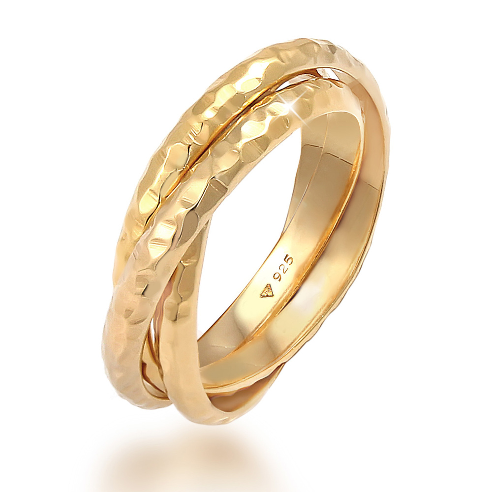 Elli Elli Bague Basic Wickelring Klassik Gehämmert 925 Silber Bague