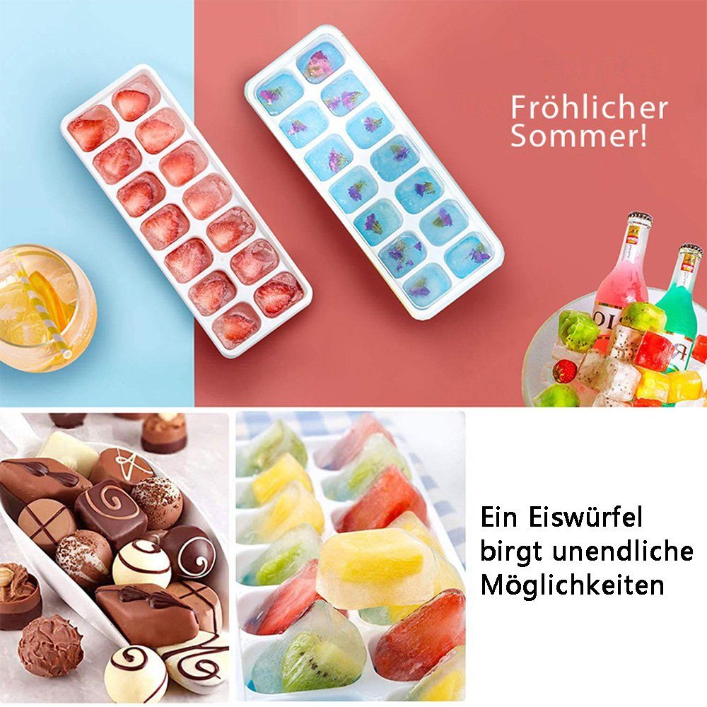 Sarfly Eiswürfelbehälter Eine Packung mit vier Silikon-Eiswürfelformen, 14 Schlitze pro Form