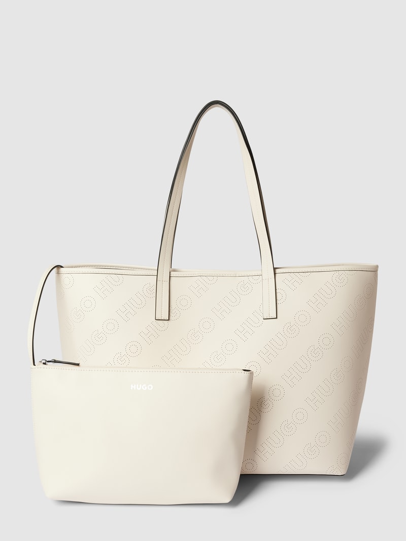 Shopper mit herausnehmbarer Reißverschlusstasche Modell 'Chris' in offwhite