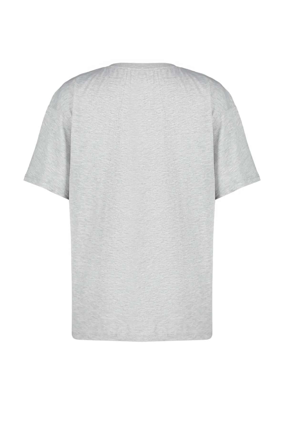 Trendyol Collection  Grau meliertes Boyfriend-T-Shirt mit Rundhalsausschnitt – 100 % Baumwolle, weite Passform TWOSS20TS0134