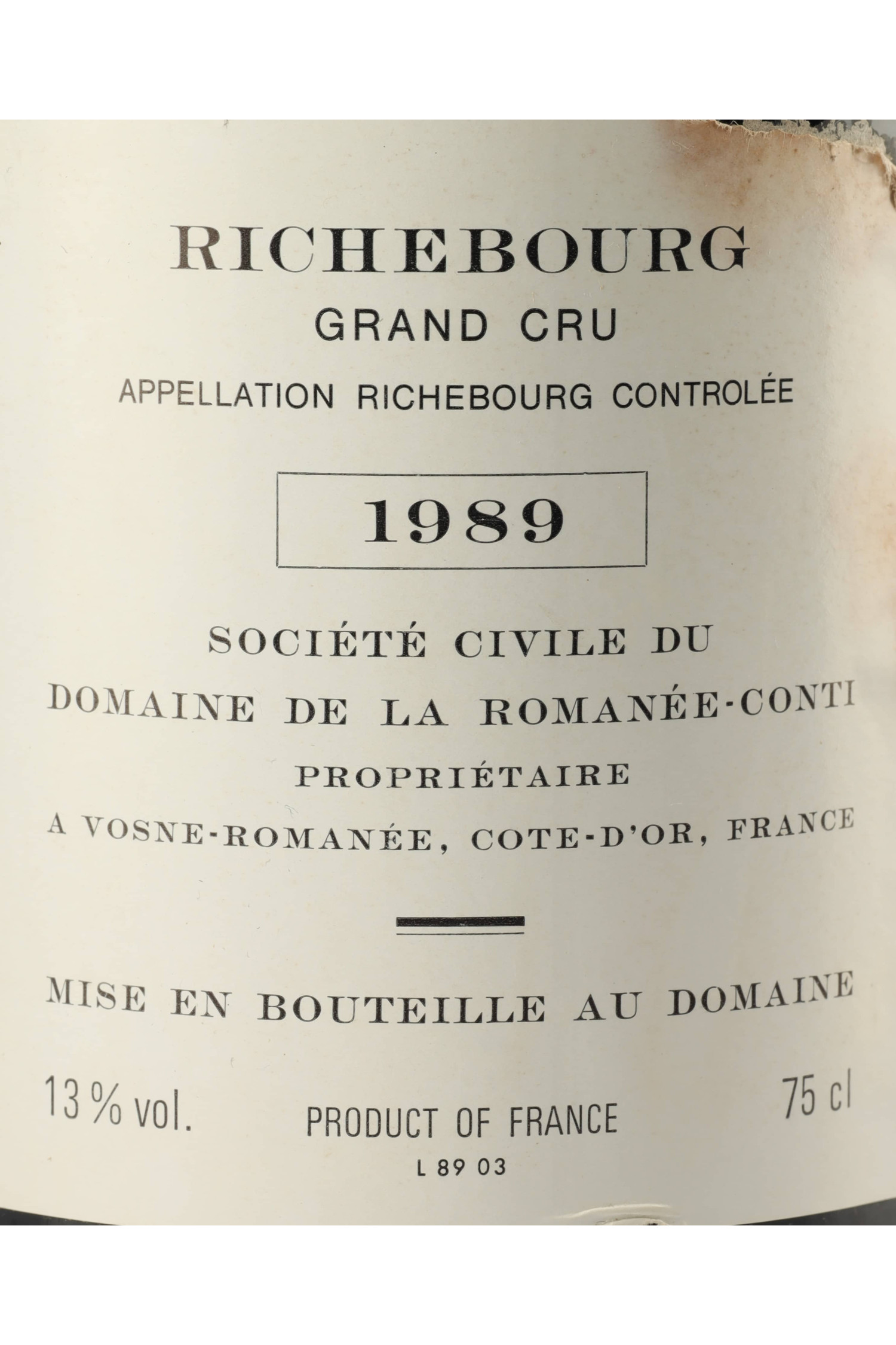 Domaine De La Romanee Conti 1989, Richebourg