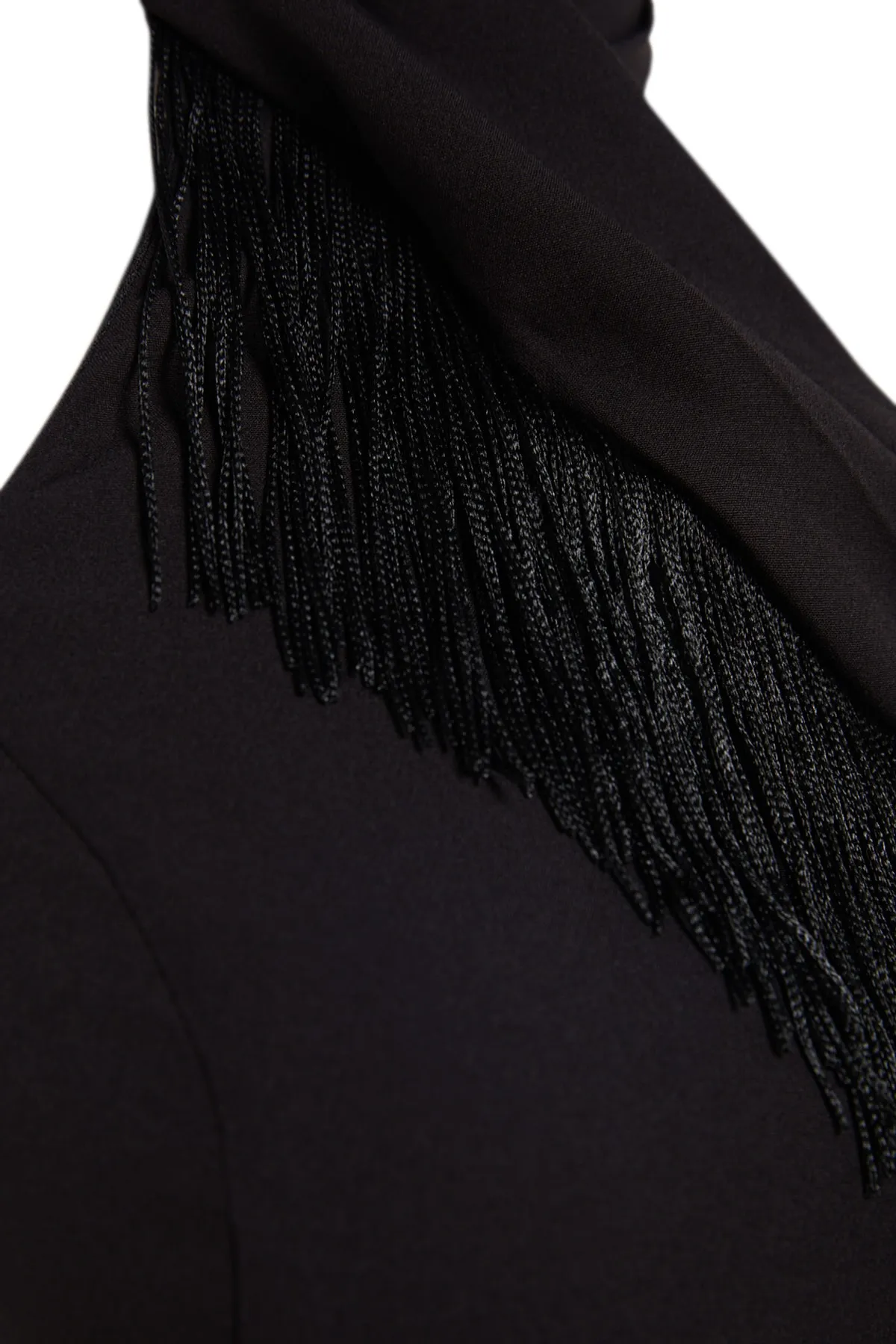 Trendyol Collection  Schwarzes Abendkleid mit Quasten und Details TPRSS23EL00091