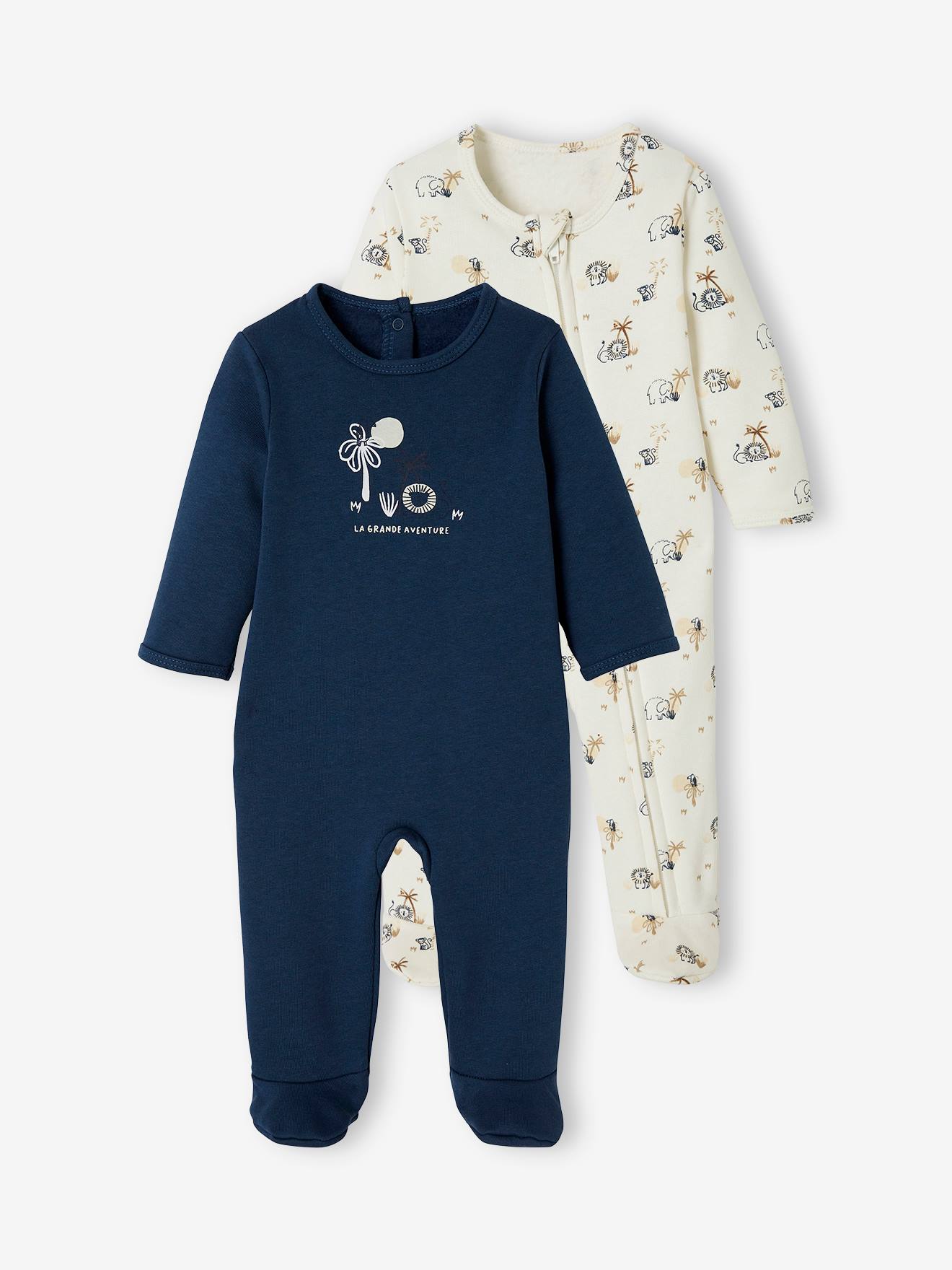 Vertbaudet 2er-Pack Baby Strampler aus Sweatware  Oeko-Tex - pack blau