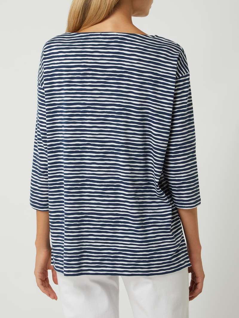 Shirt mit Streifenmuster Modell 'Night2Day' in marineblau