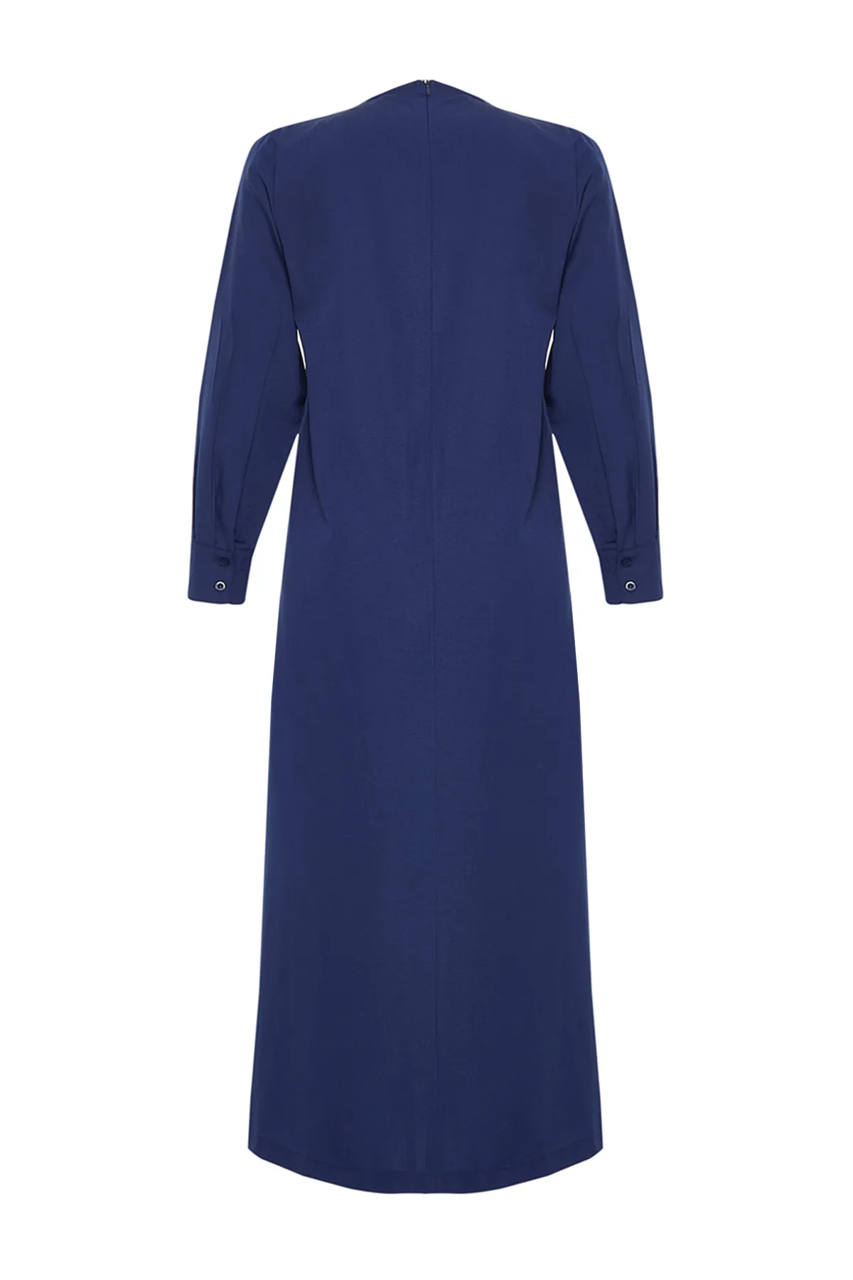 Trendyol Modest  Marineblaues, plissiertes, detailliertes, bequemes gewebtes Kleid TCTSS24EB00128