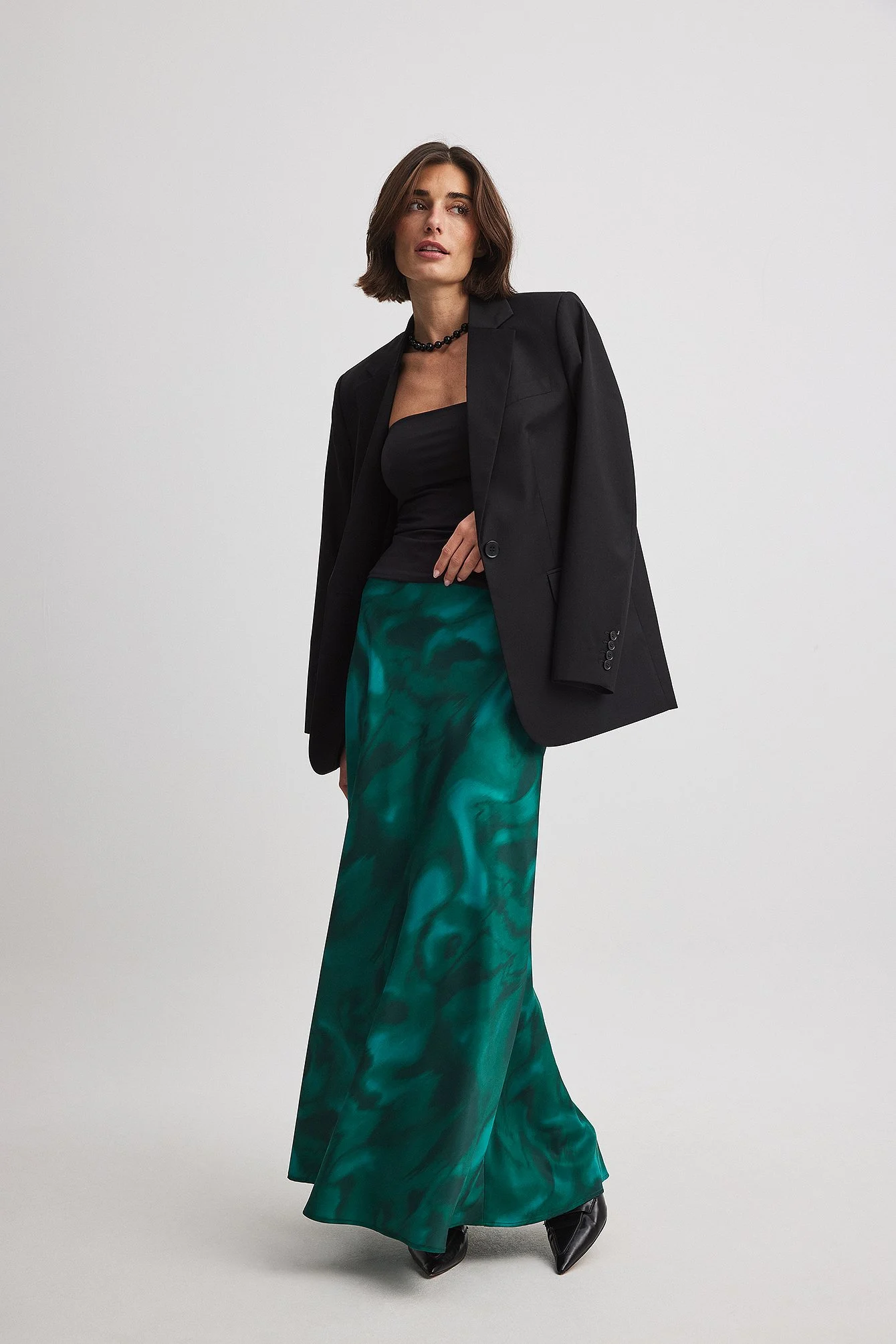 Maxirock aus Satin mit mittelhoher Taille
