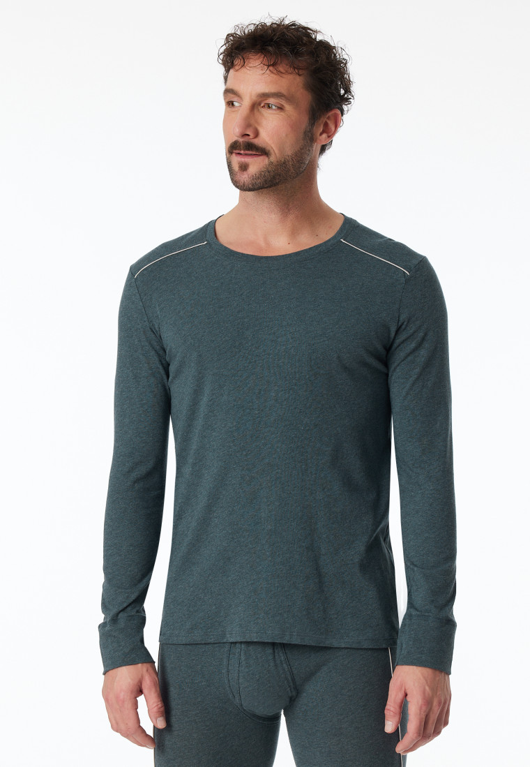 Shirt langarm blau meliert - Comfort Fit
