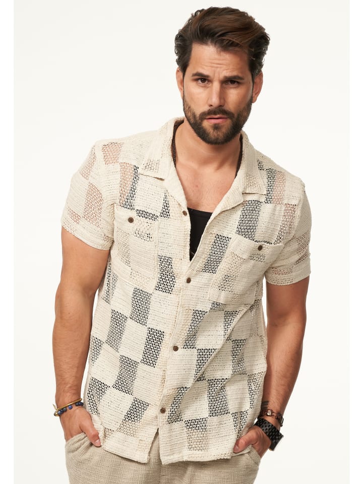SOULSTAR Kurzarmhemd - im Vintage Summer-Look Kurzarm Strick Polo-Hemd T-Shirt in Ecru günstig kaufen