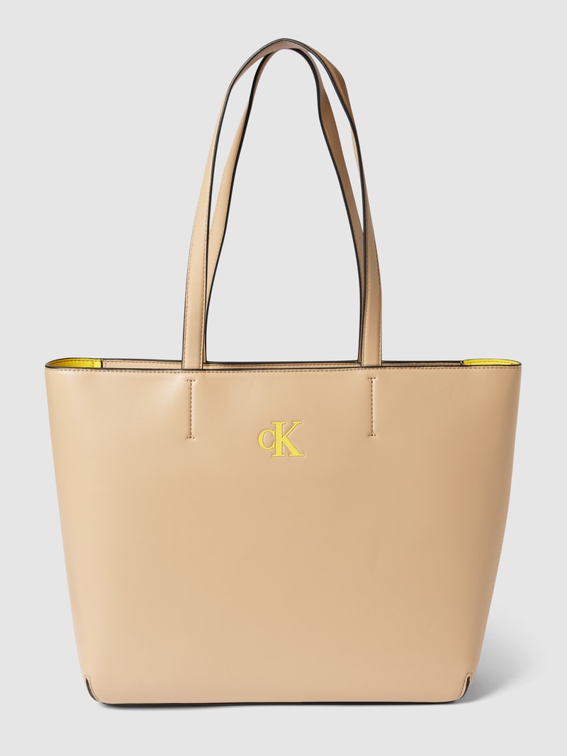 Shopper mit Label-Applikation Modell 'SLEEK' in camel