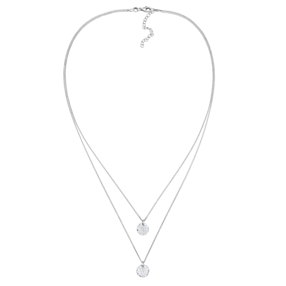 Elli Elli Collier Femmes Couches Plaquettes Pendentif Martelé en argent sterling 925 collier