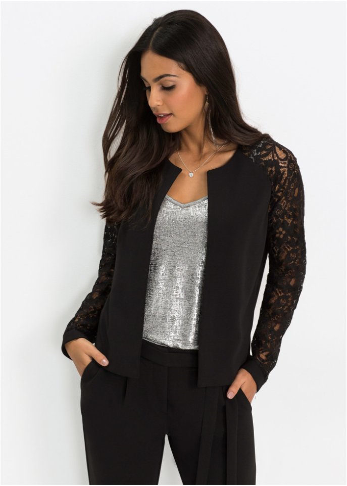 Blazer mit Spitzenärmeln