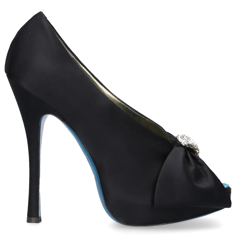 Dsquared2 - Peeptoes Kalbsleder Satin Kristallverzierung schwarz - schwarz