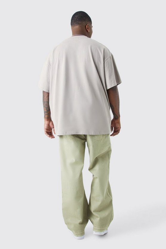 Plus Relaxed Rigid Overdyed Let Down Hem Jeans