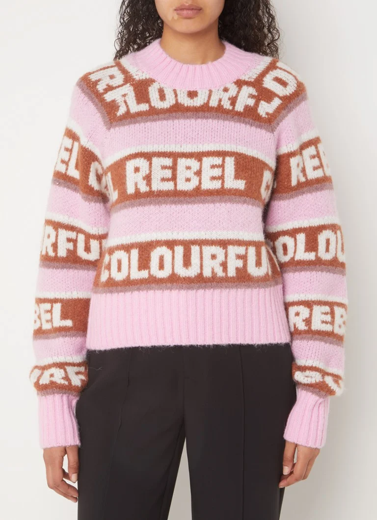 Fargerik Rebel Ximenia grovstrikket genser med brodert logo