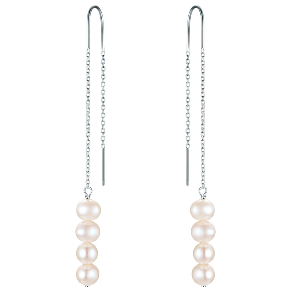 Valero Pearls Boucles doreilles Argent sterling Perle de culture d'eau douce en Argent Boucles d'oreilles