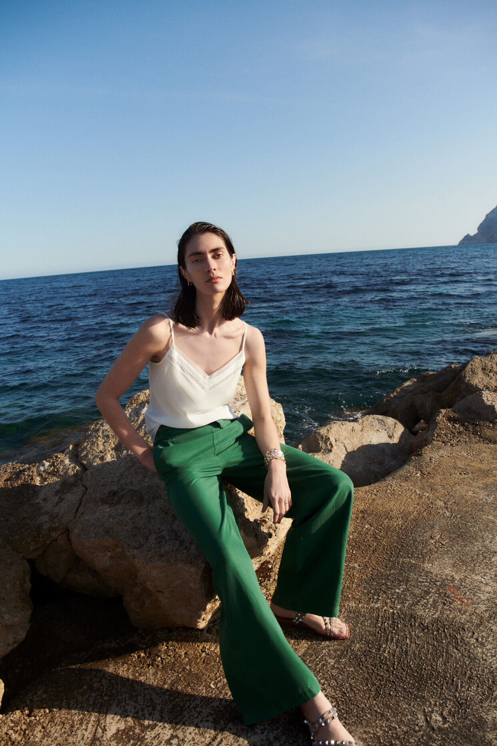 Pantalon pbergame vert menthe femme
