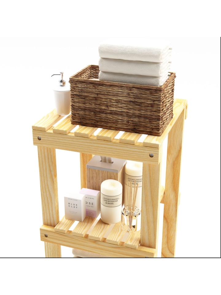 en.casa Badezimmerregal Kinnula in Beige Ohne Farbe (H)90cm (T)30cm (B)30cm günstig kaufen onesize