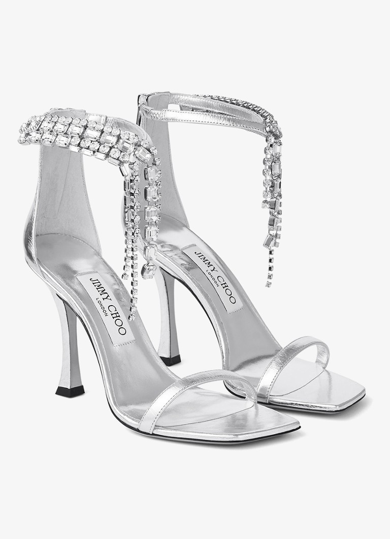 Sandale Jimmy Choo Verity 100 din piele de miel cu finisaj metalic