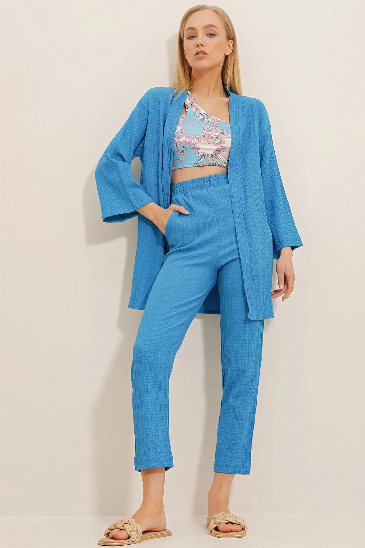 Trend Alaçatı Stili  Zweiteiler - Blau - Regular Fit