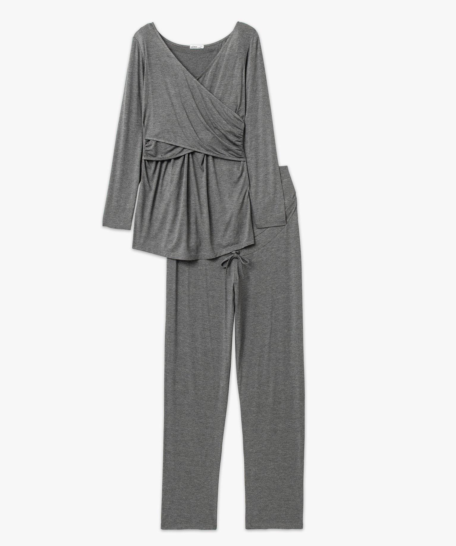 Pyjama de grossesse et d'allaitement gris | GEMO