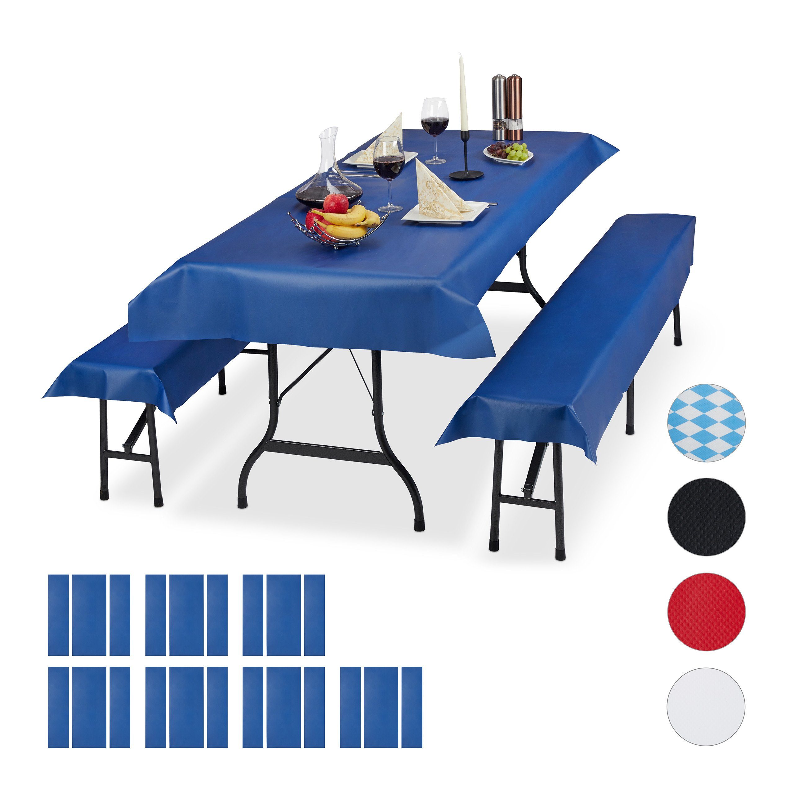 relaxdays Bierzeltgarnitur 24x Bierzeltgarnitur Auflage blau