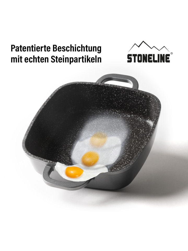 Stoneline Servierpfanne Eckig 20 cm | mit Deckel in Anthrazit günstig kaufen onesize