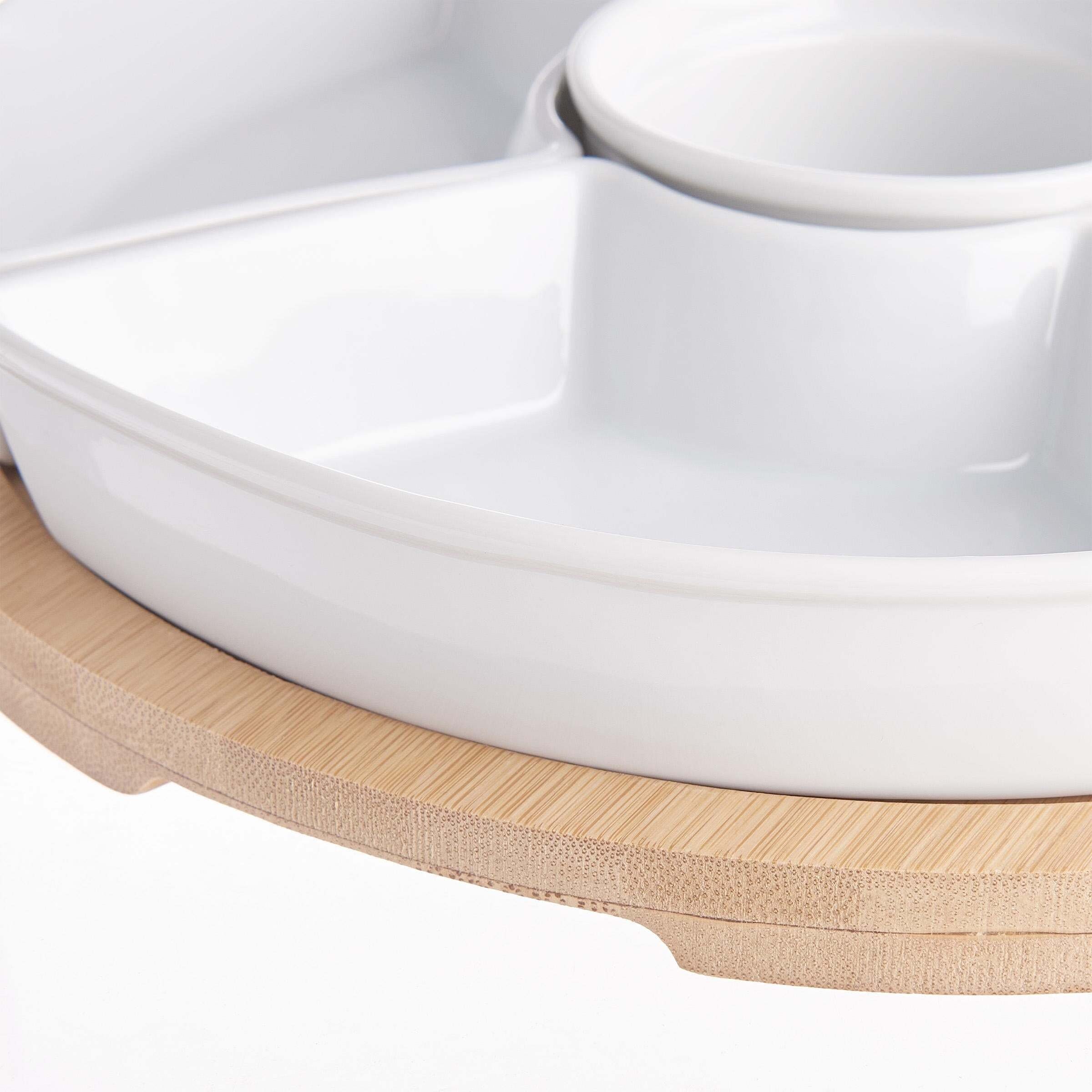 BUTLERS Schale APPETIZER Snackschalenset Ø26cm, Porzellan, Bambus