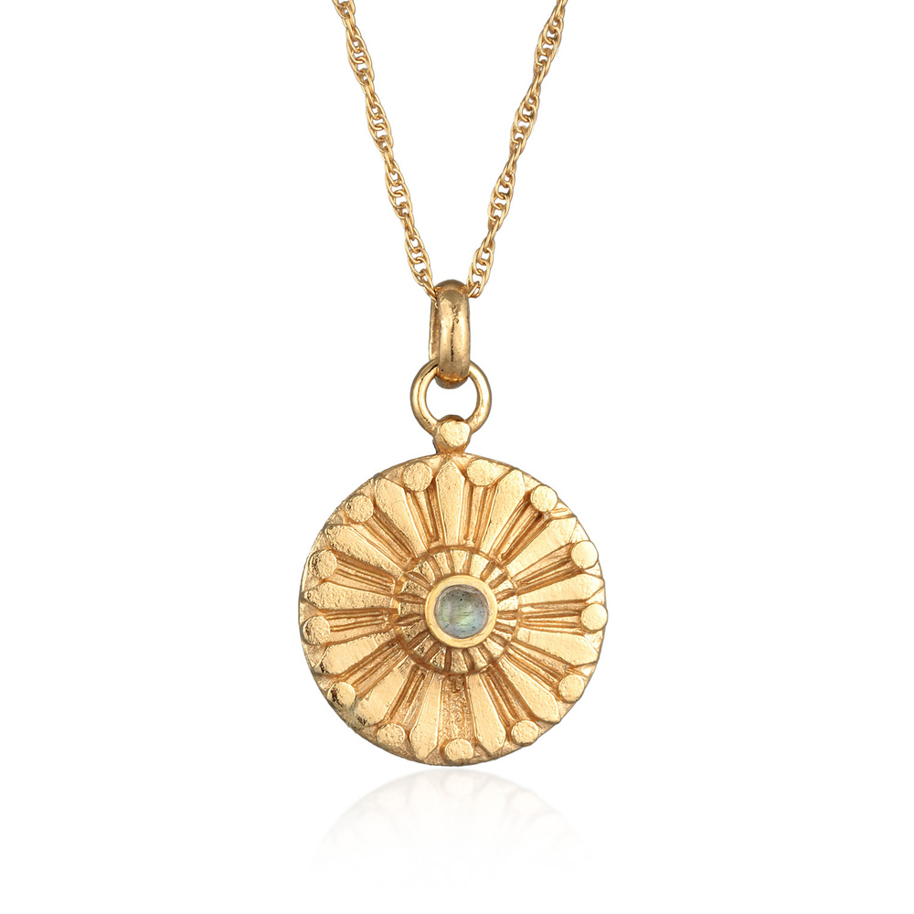 Elli PREMIUM Elli PREMIUM Collier Femmes pendentif monnaie soleil avec labradorite en argent s Bijoux