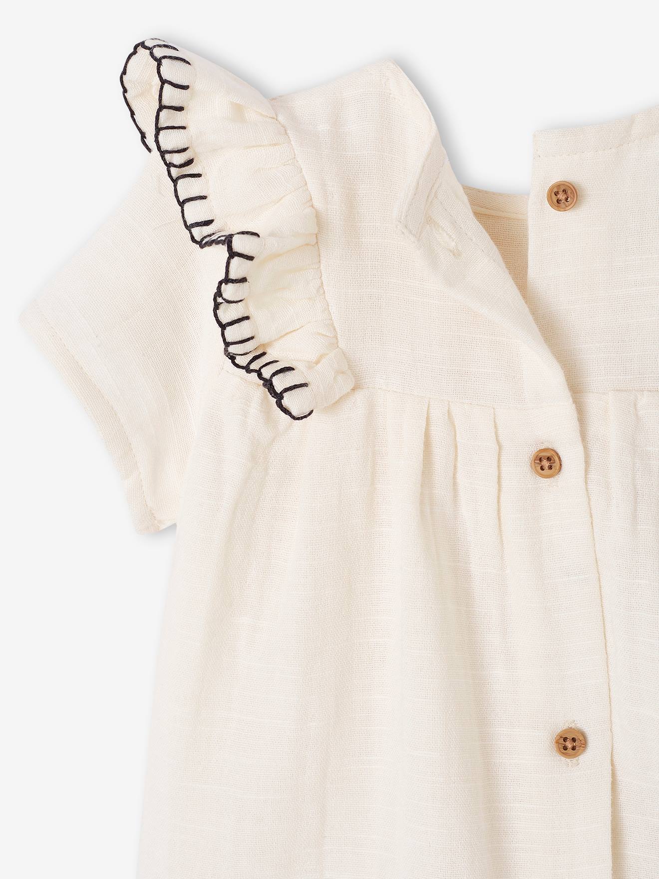 Vertbaudet Baby Kleid aus Musselin - wollweiß