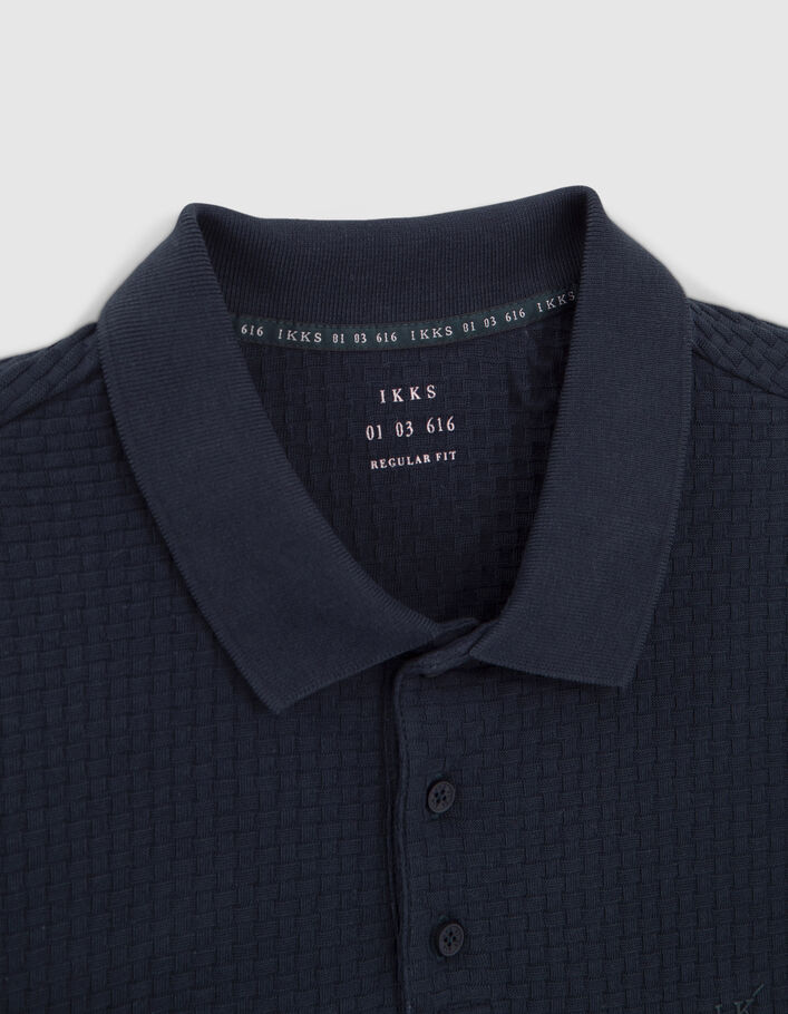 Polo marine relief effet tressé Homme