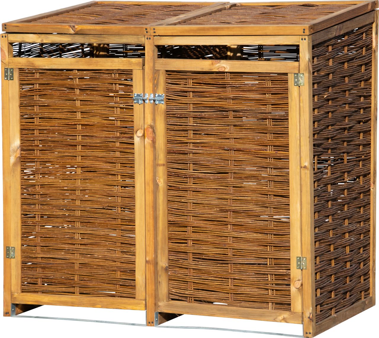 dobar Wetterfeste Doppel-Mülltonnen-Box aus Holz 240L