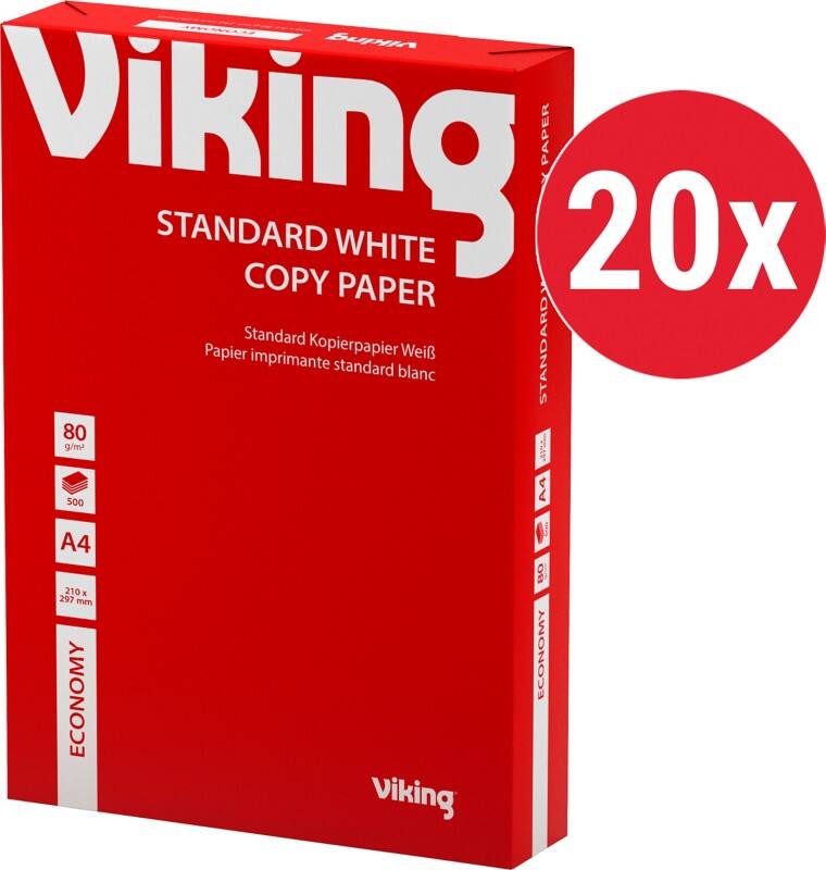 Viking Economy DIN A4 Kopierpapier 80 g/m² Matt Weiß 20 Pack à 500 Blatt