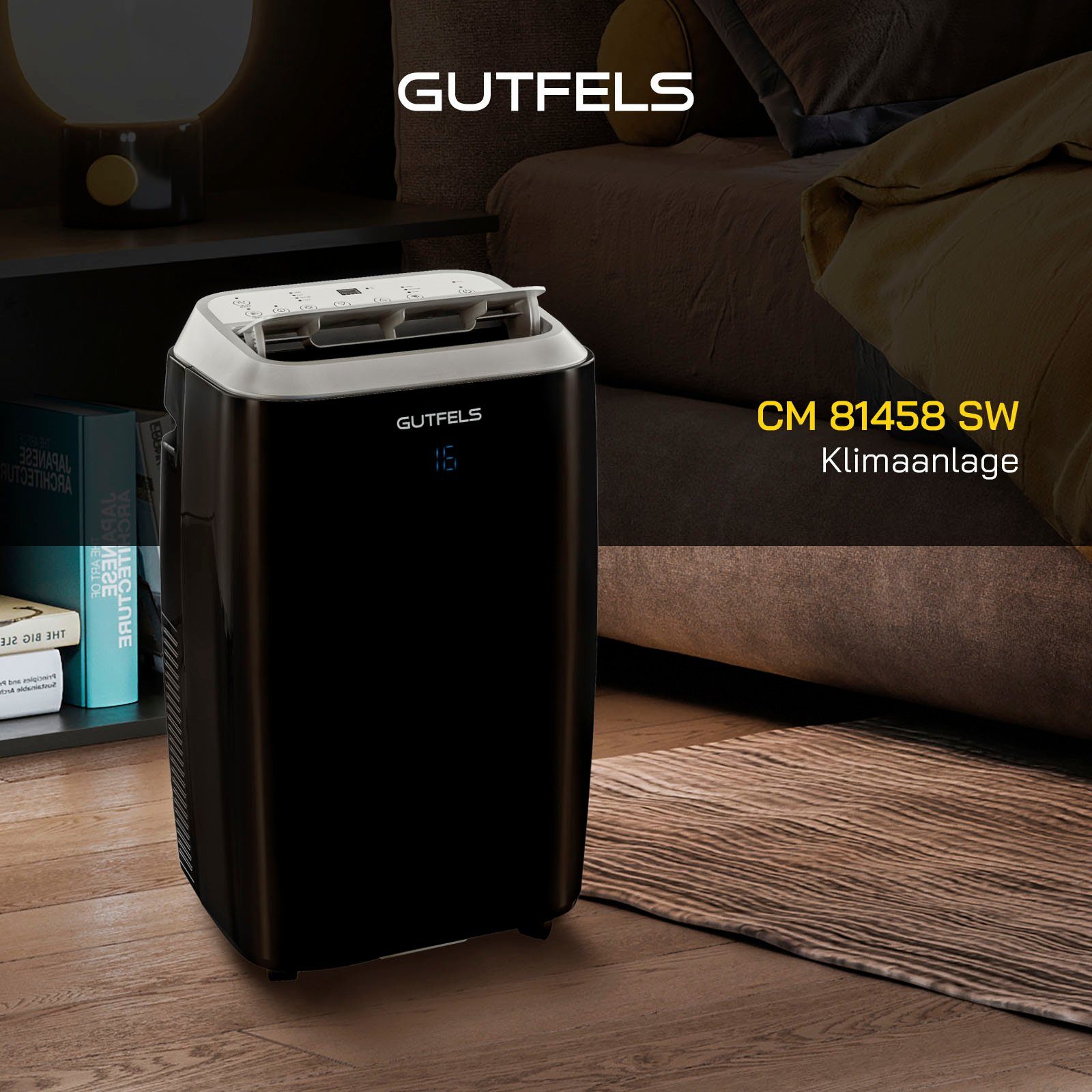 Gutfels 4-in-1-Klimagerät CM 81458 sw, Luftkühlung - Entfeuchtung - Heizen, geeignet für 45 m² Räume