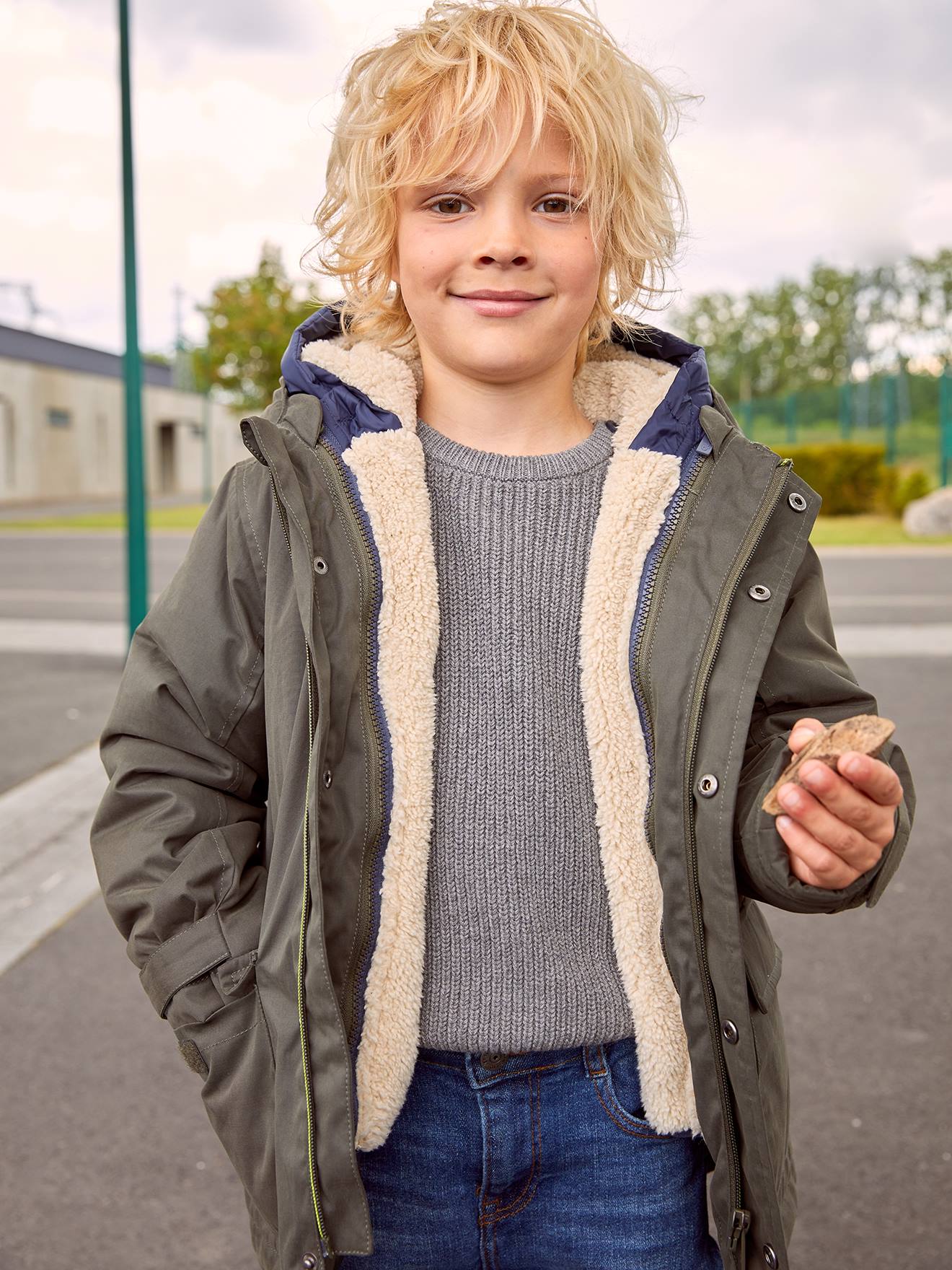 Parka 3 en 1 garçon avec blouson amovible bleu électrique
