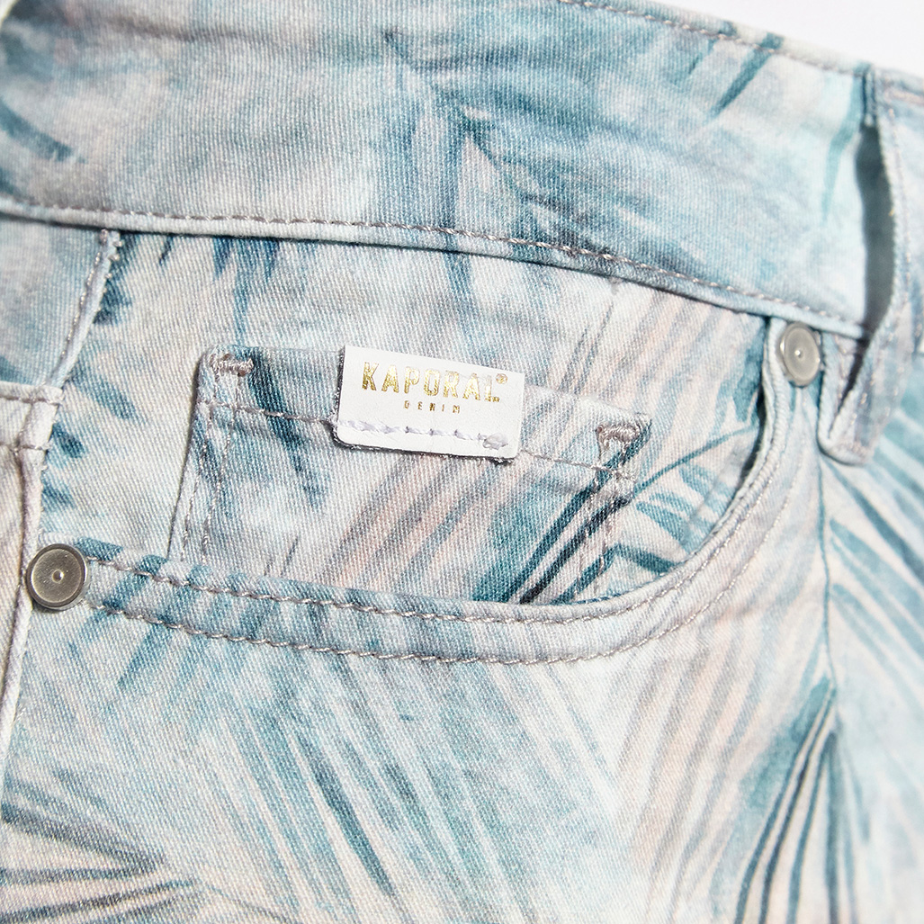 JENA  Jean imprimé bleu, coupe skinny