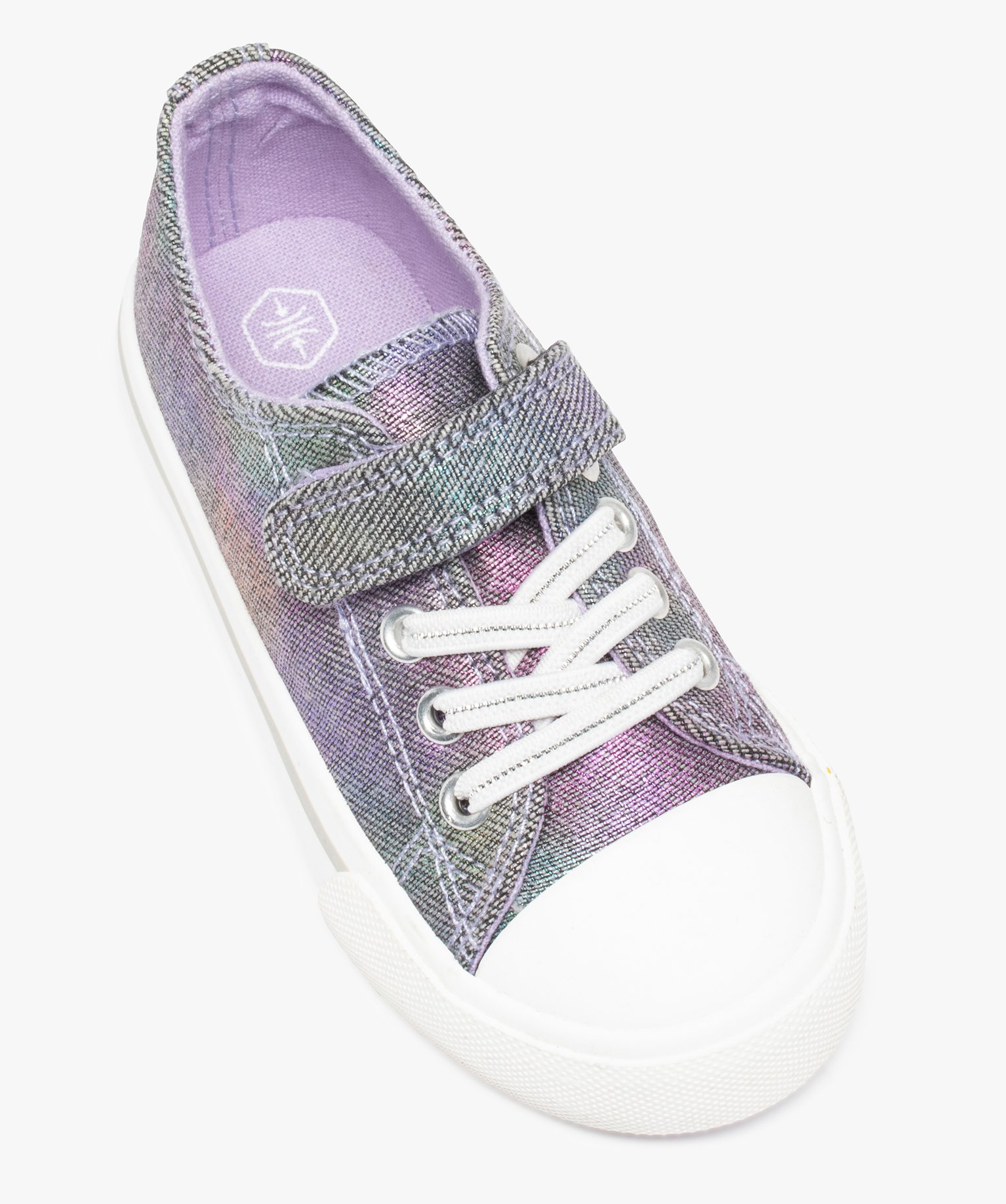 Baskets fille en toile irisée et bout renforcé bleu | GEMO