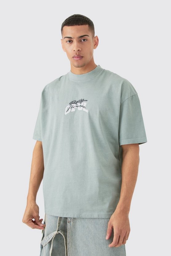 Oversize Official Racing T-Shirt mit Acid-Waschung