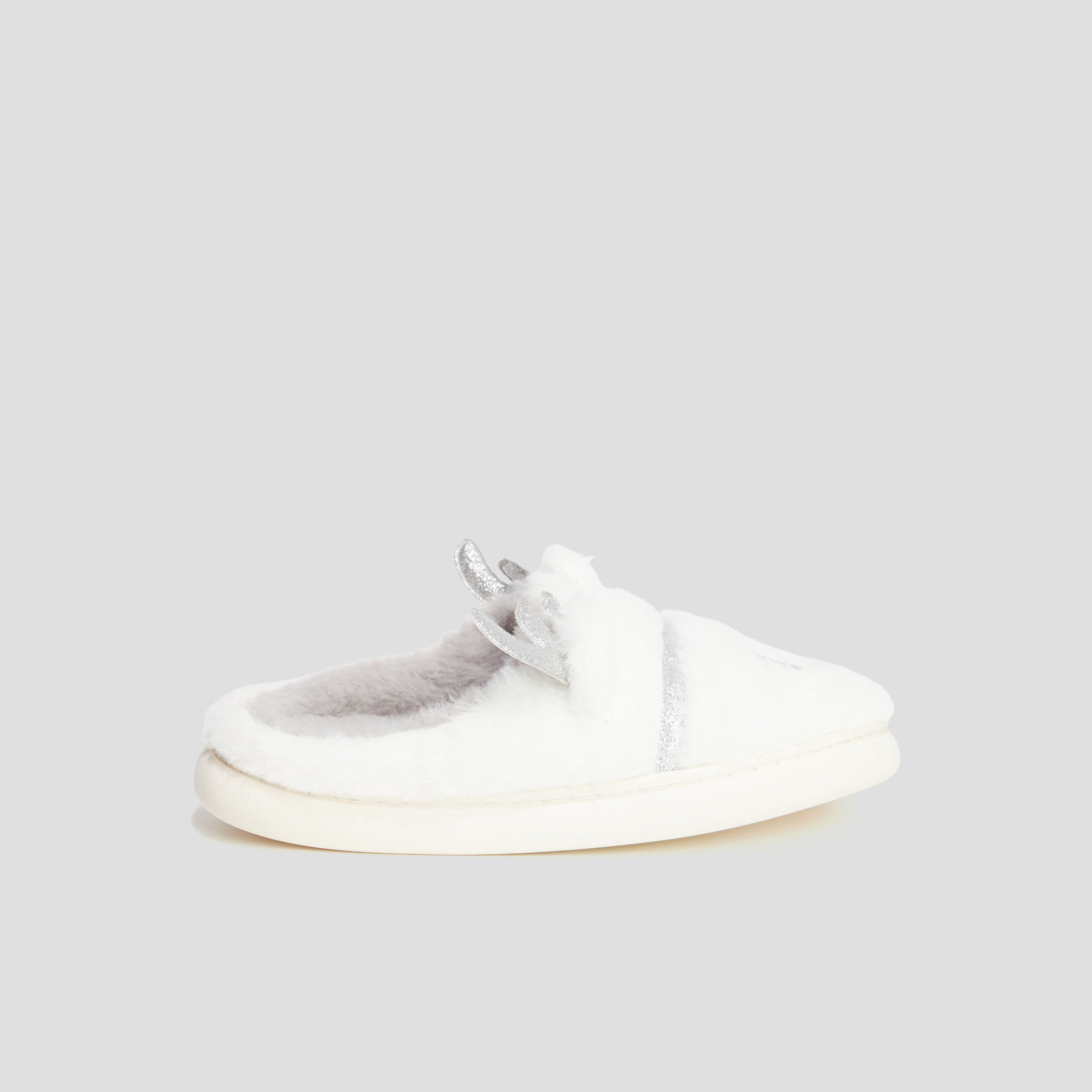 Chaussons mules fausse fourrure blanc femme | La Halle