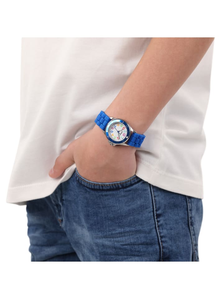 s.Oliver Quarzuhr Silikon, Edelstahl in blau günstig kaufen 20 cm