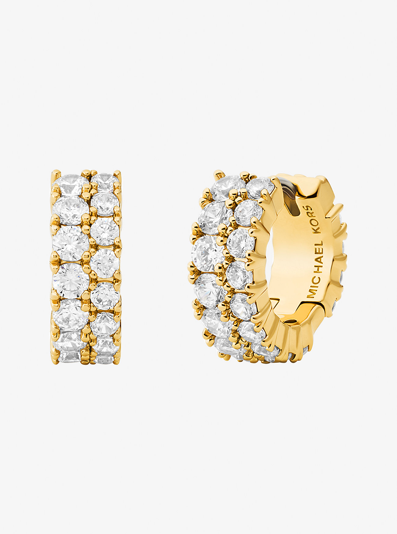 Double Pavé Huggie Earrings - GOLD