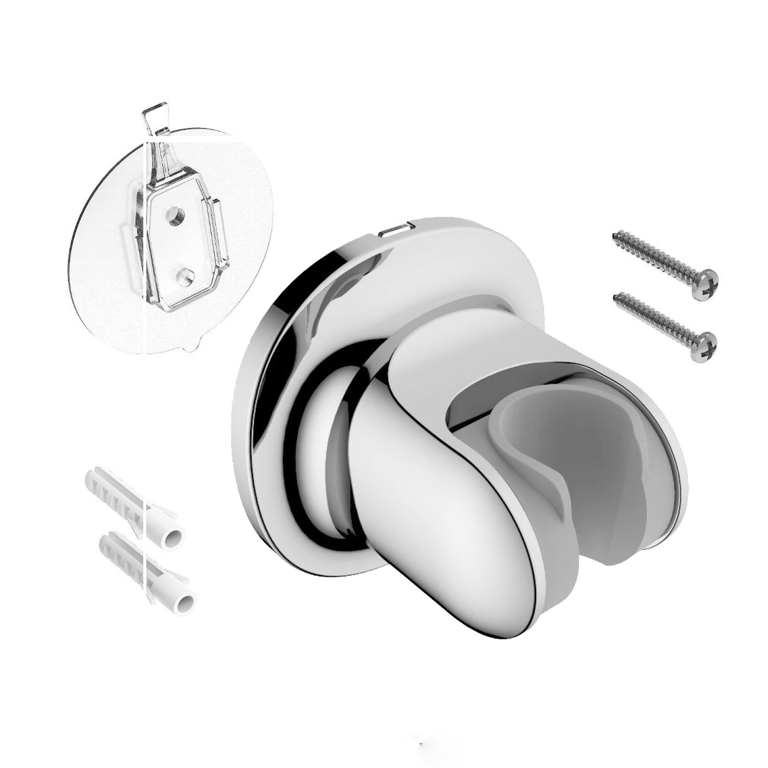 Zedelmaier Handbrause Handbrausehalter Wandhalterung, (1 Duschhalter, ZD2201S), KTW-konformes Material und Struktur, Chrom