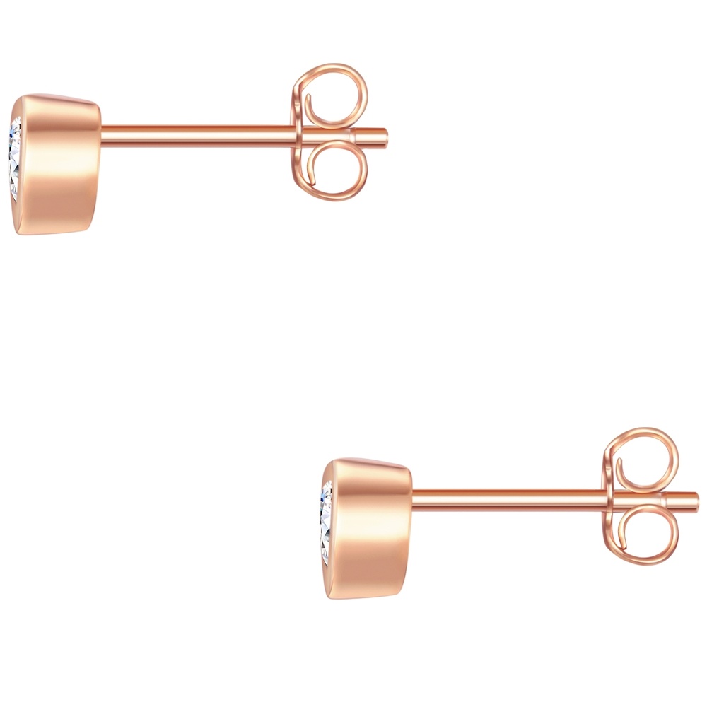 Rafaela Donata Puces d'oreilles en argent Coeur Argent sterling Oxyde de zirconium (CZ) en Or ro Boucles d'oreilles